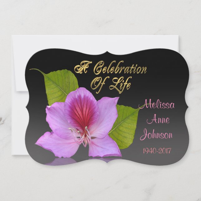 Celebración de la vida Invitación Orquídea (Anverso)