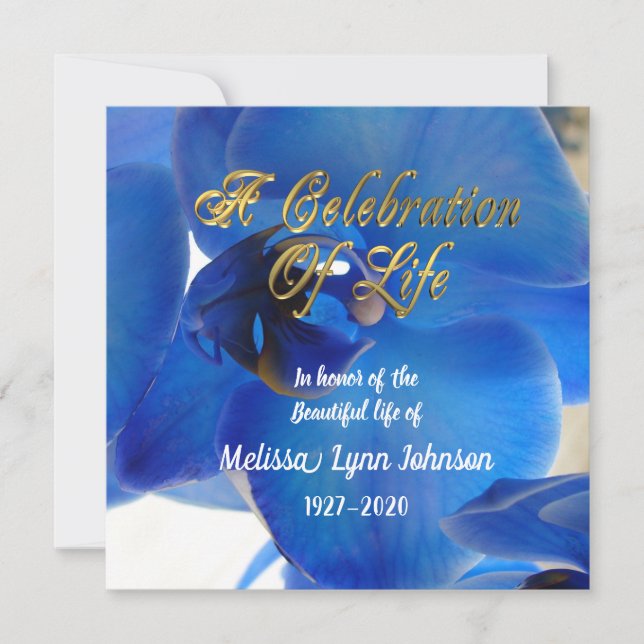 Celebración de la vida Invitación Orquídea azul (Anverso)