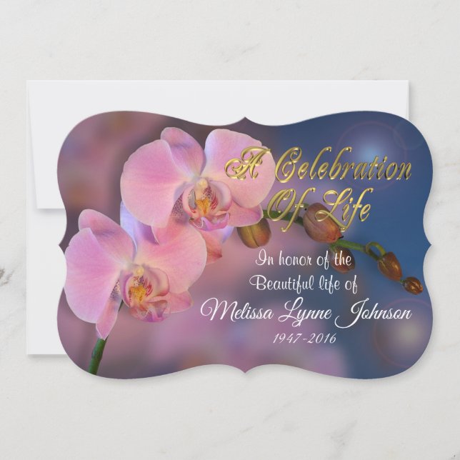 Celebración de la vida Invitación orquídeas rosas (Anverso)