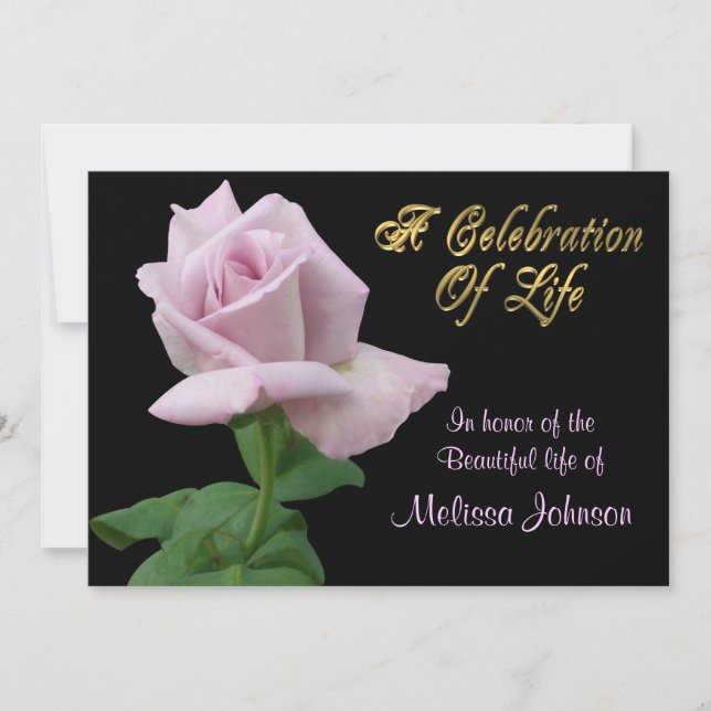 Celebración de la vida Invitación rosa de lavanda (Anverso)
