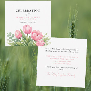 Celebración de la vida tulipanes rosados acuarela 