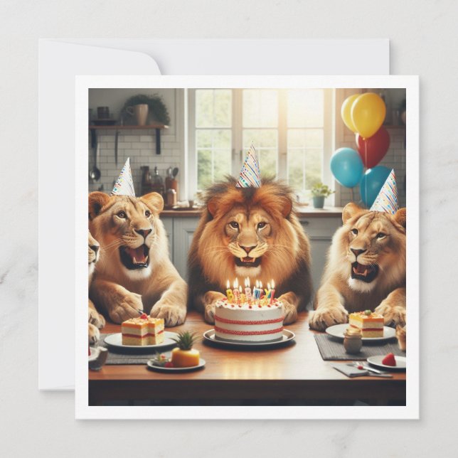 Celebración de leones, invitación de cumpleaños de (Anverso)