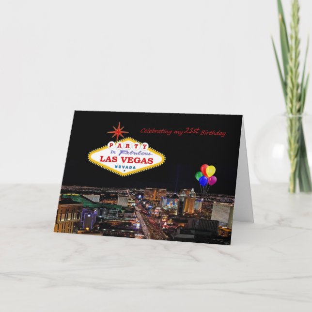 Celebración de mi 21ra tarjeta de Las Vegas de la (Anverso)