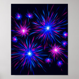 Celebración de Neon Fireworks - Resumen de arte en