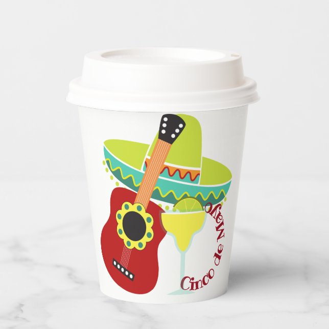 Celebración del Cinco de Mayo Vaso de Papel 8oz. (Anverso)
