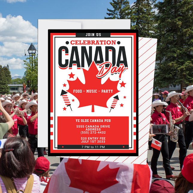 Celebración Día de Canadá Invitación a fiesta de m (Join us for a celebration Canada Day invitation. Personalize this with your family, business party)
