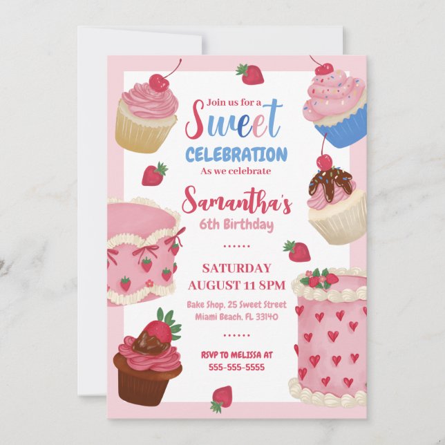 Celebración dulce Invitación al cumpleaños del pas (Anverso)