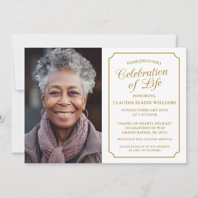 CELEBRACIÓN ELEGANTE DE LA INVITACIÓN FUNERAL DE L (Anverso)