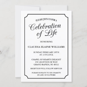 CELEBRACIÓN ELEGANTE DE LA INVITACIÓN FUNERAL DE L
