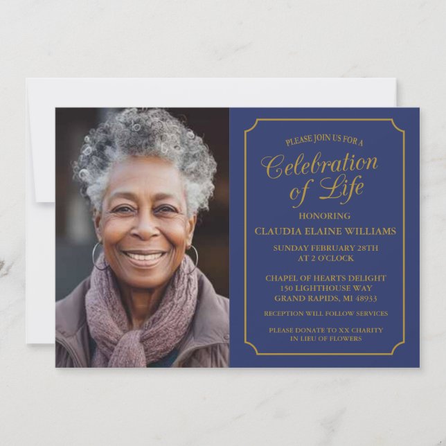 CELEBRACIÓN ELEGANTE DE LA INVITACIÓN FUNERAL DE L (Anverso)