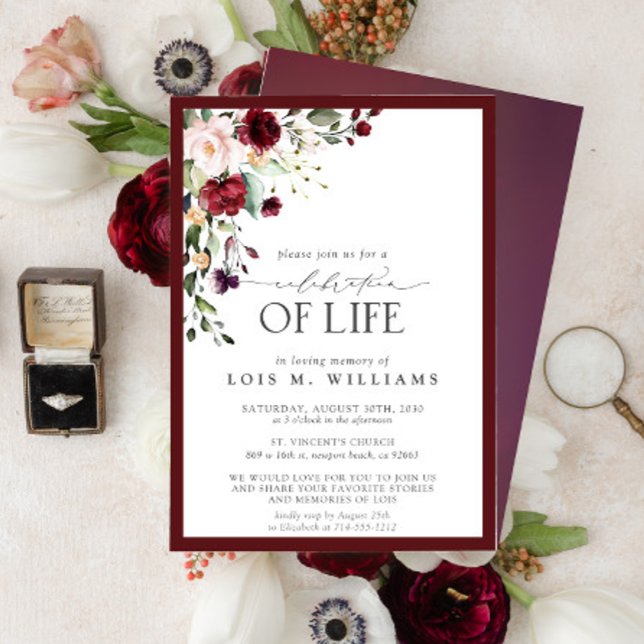 Celebración floral borgoñona de la invitación a la (Subido por el creador)