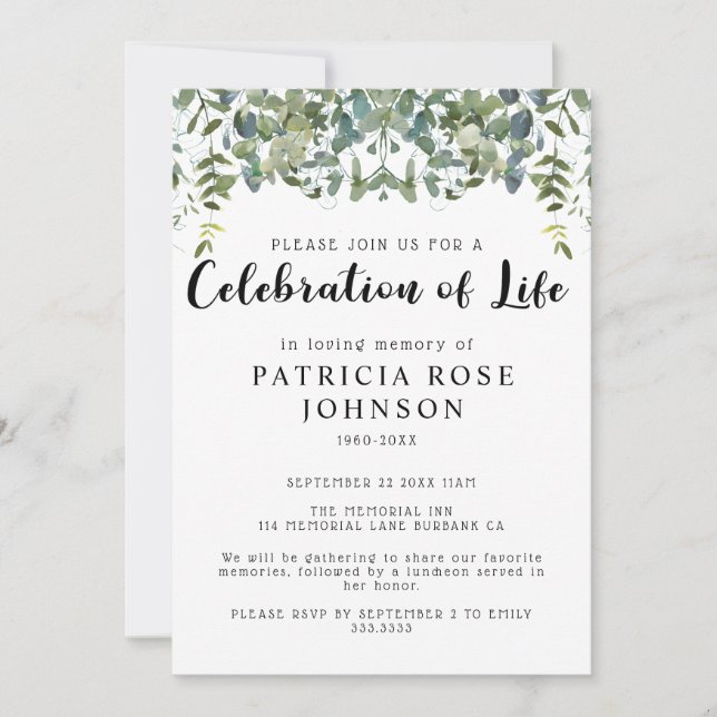Celebración funeraria de la Invitación de la vida (Anverso)