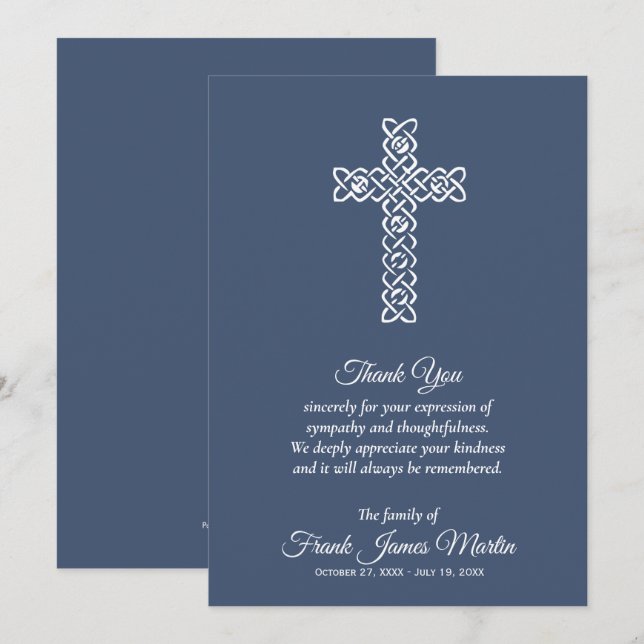 Celebración funeraria de la vida Azul Gracias (Anverso / Reverso)