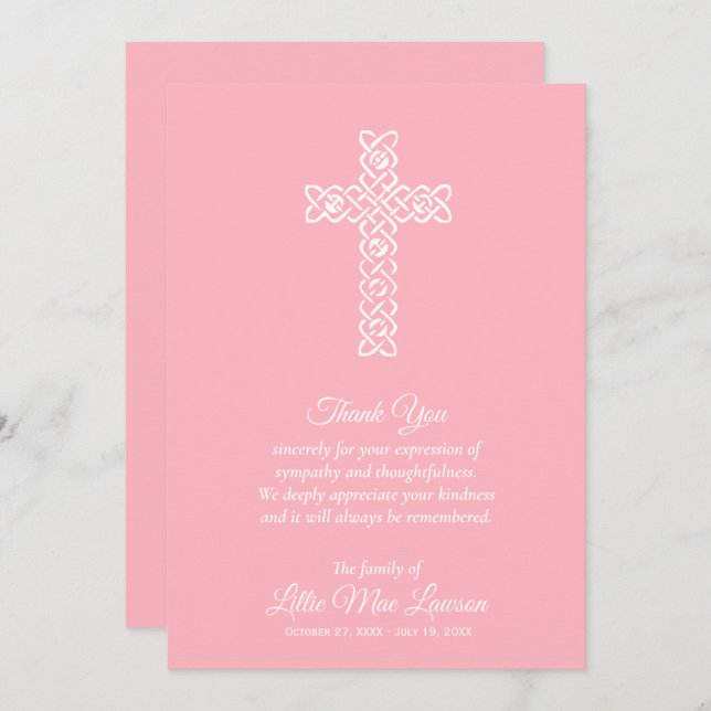 Celebración funeraria de la vida rosada gracias (Anverso / Reverso)