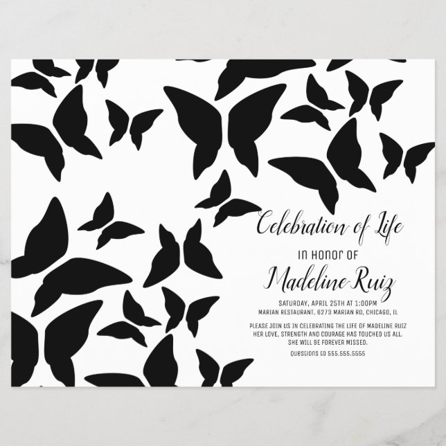 Celebración moderna de la vida mariposas volantes  (Frente)