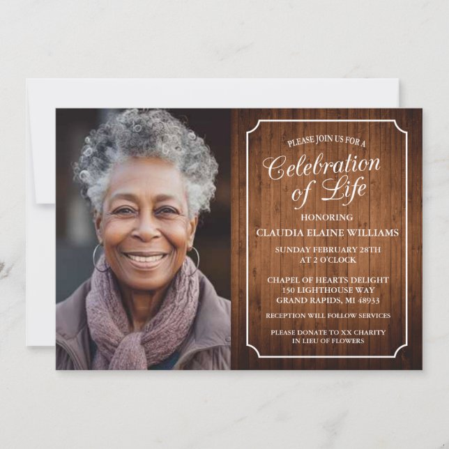CELEBRACIÓN RÚSTICA DE LA INVITACIÓN FUNERAL DE LA (Anverso)
