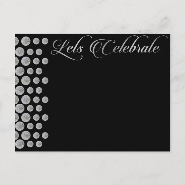 celebramos invitación en blanco en negro y plata (Anverso)