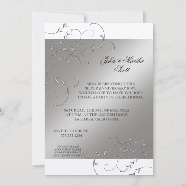 Celebrando 25 años, Invitación del 25º Aniversario (Anverso)