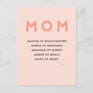 celebrando la acrónimo de Madre MOM linda tarjeta 