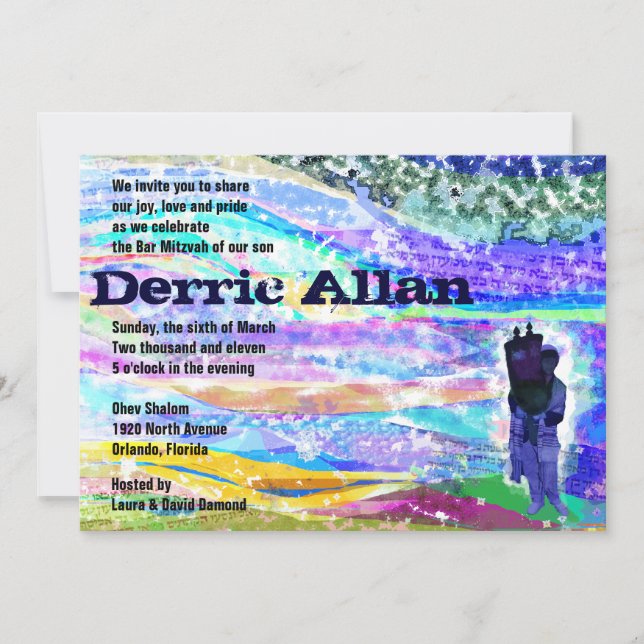 Celebrando la invitación a la Torah Bar Mitzvah (Anverso)