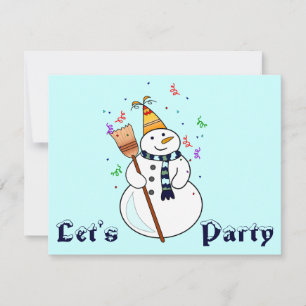 Celebrando la invitación a Snowman - En blanco den