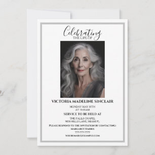 Celebrando la vida de Invitación de funeral con fo