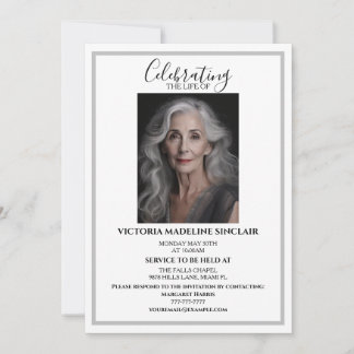 Celebrando la vida de Invitación de funeral con fo