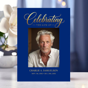 Celebrando la vida Invitación de FOTO Azul Oro
