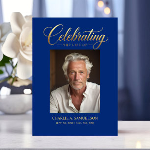 Celebrando la vida Invitación de FOTO Azul Oro