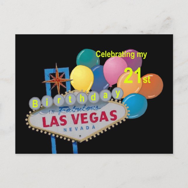 Celebrando mi 21° postal de cumpleaños de Las Vega (Anverso)