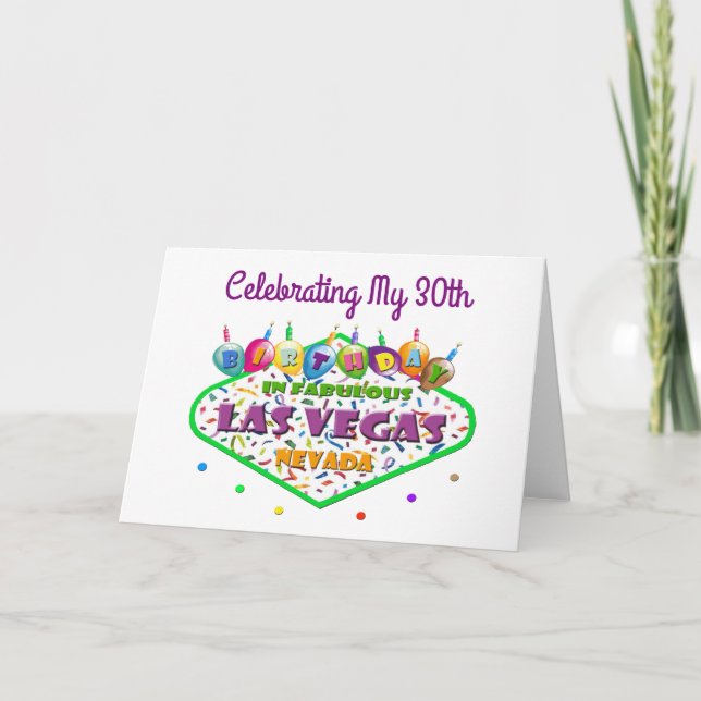 Celebrando mi 30° Tarjeta de Cumpleaños de Las Veg (Anverso)