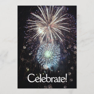 Celebrar con Fuegos Artificiales - Tarjeta de Invi