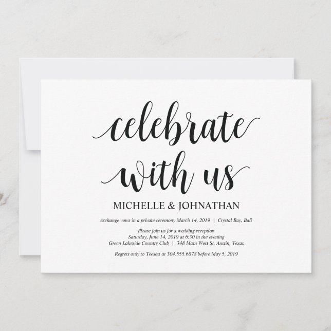 Celebrar con nosotros invitaciones de Boda Elopeme (Anverso)