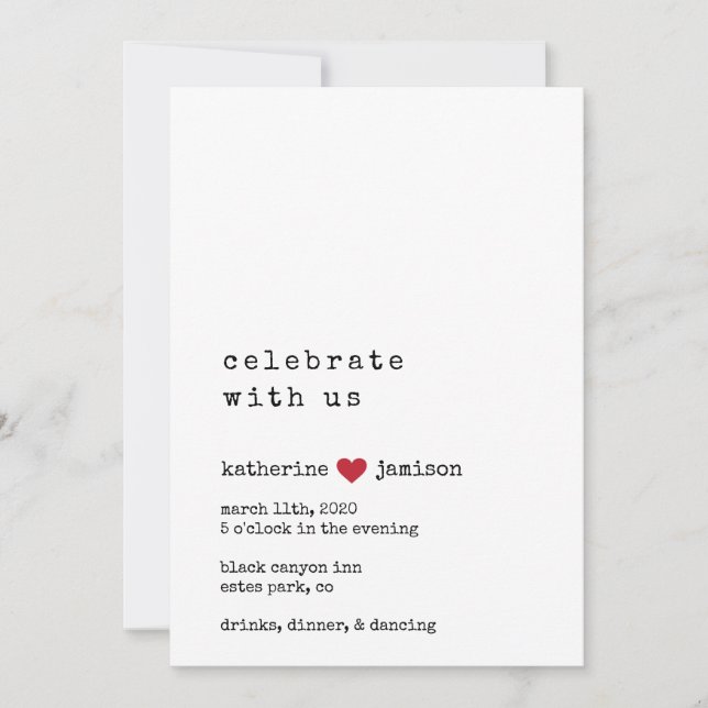 Celebrar Con Nosotros La Invitación De Boda (Anverso)