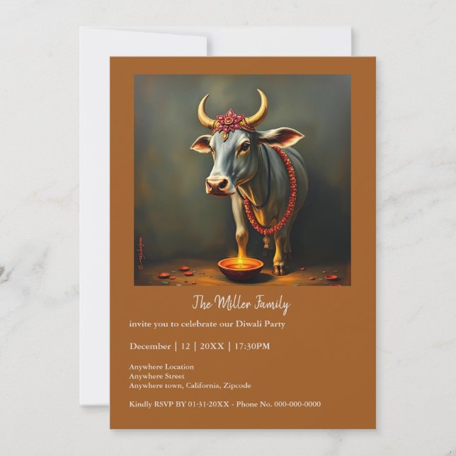 Celebrar Diwali Sacred Cow Diyas (Anverso)