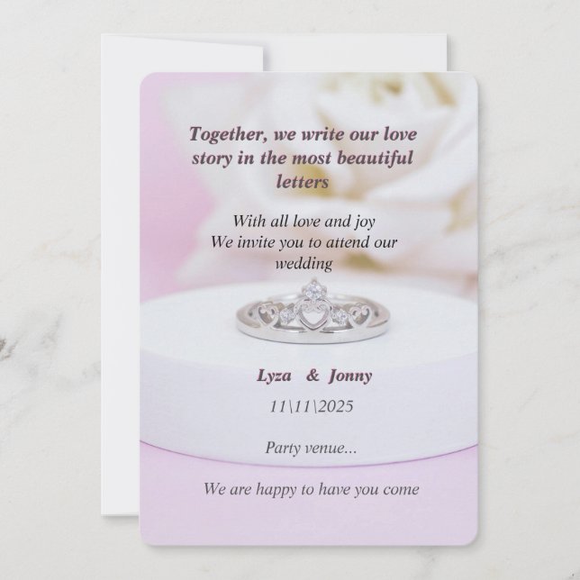 "Celebrar el amor: Elegante invitación a la boda (Anverso)