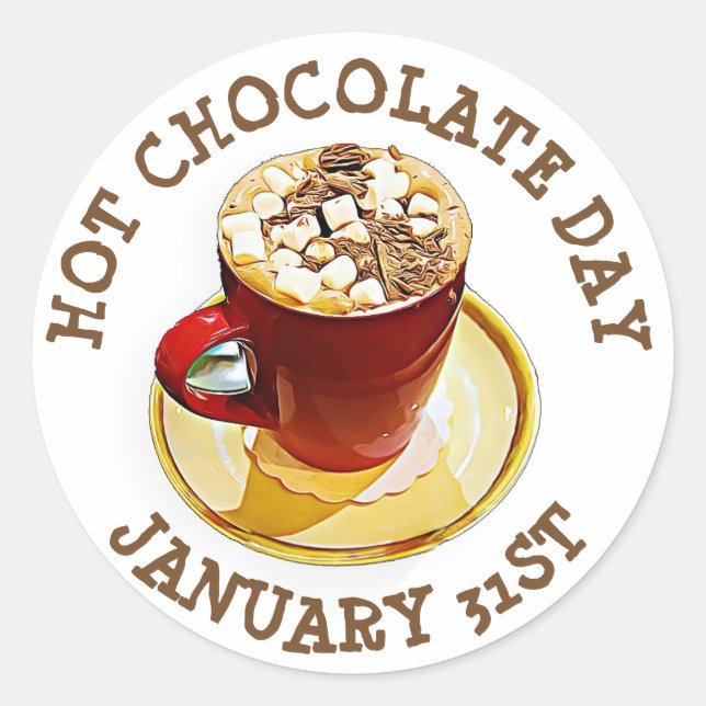 Celebrar el Día del Chocolate Caliente, pegatinas  (Anverso)