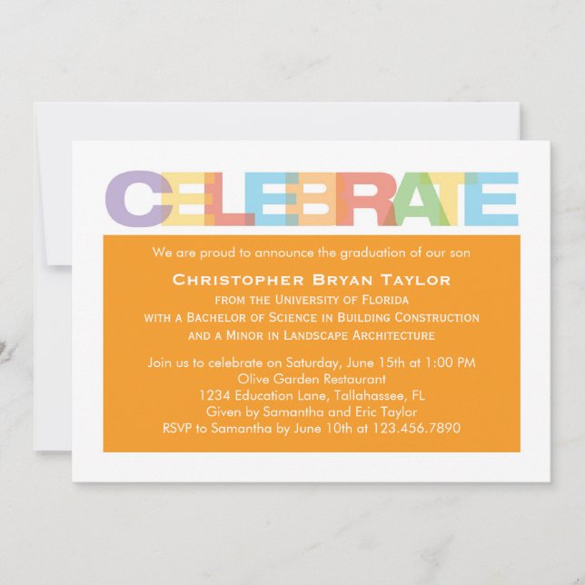 Celebrar invitación a graduación (Anverso)