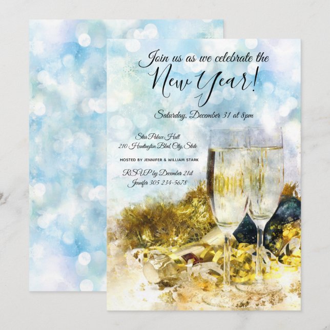 Celebrar la invitación a la fiesta de Año Nuevo (Anverso / Reverso)