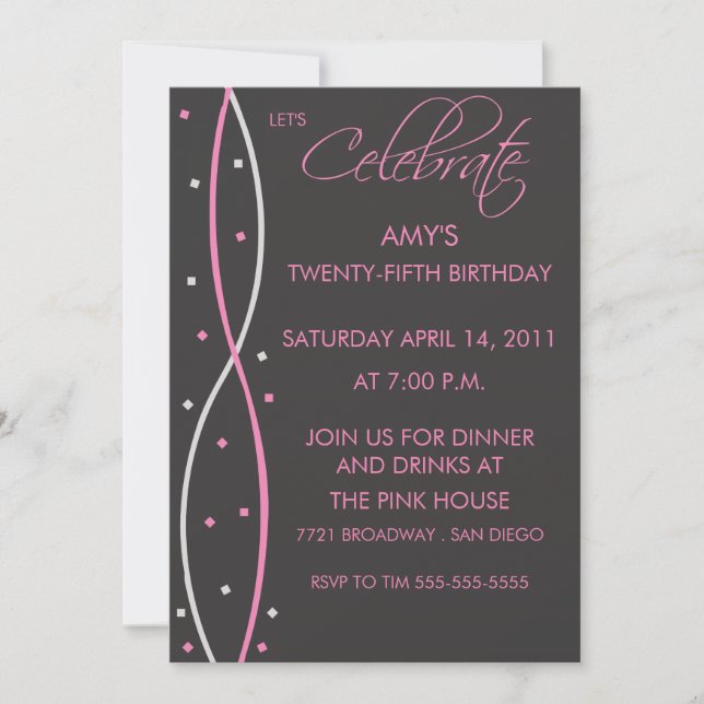 Celebrar la invitación de fiesta de cumpleaños (Anverso)