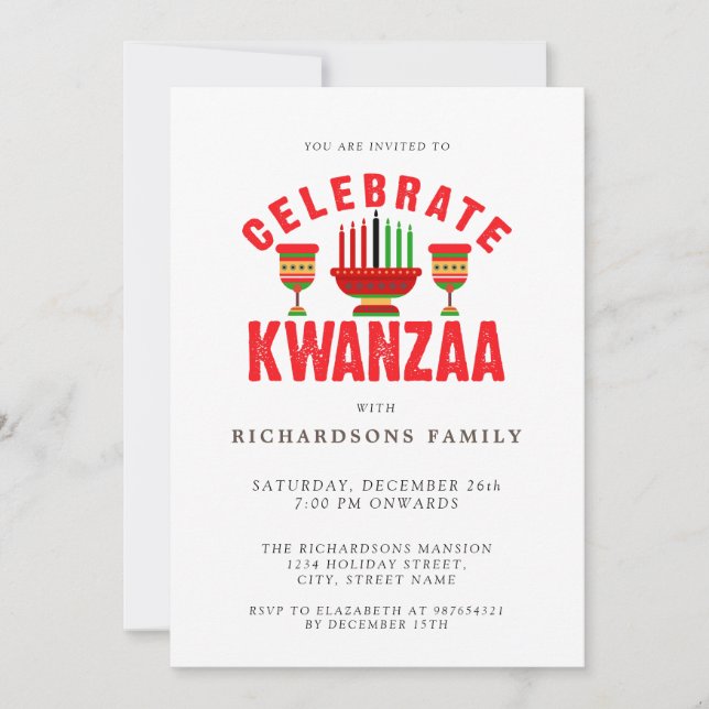 Celebrar la invitación del partido Kwanzaa (Anverso)