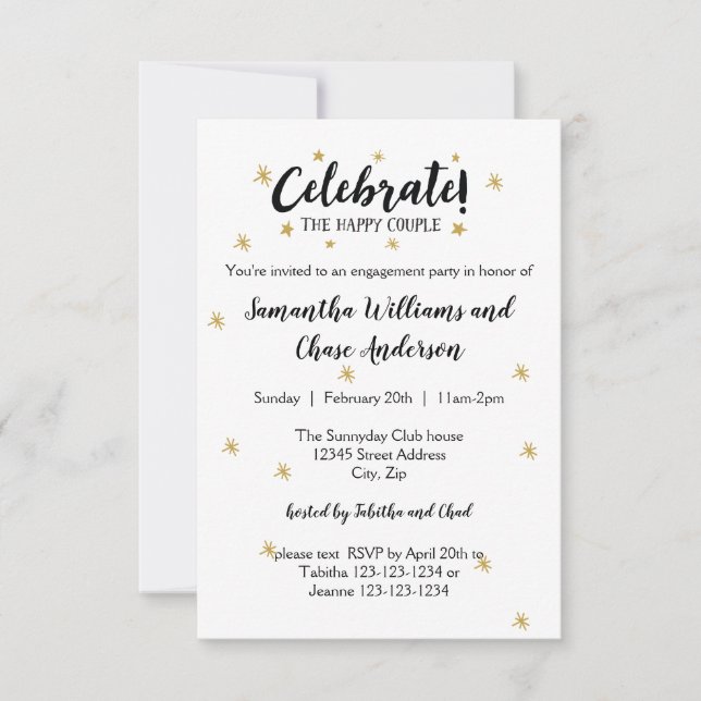 Celebrar la pareja - Invitación de la fiesta de co (Anverso)