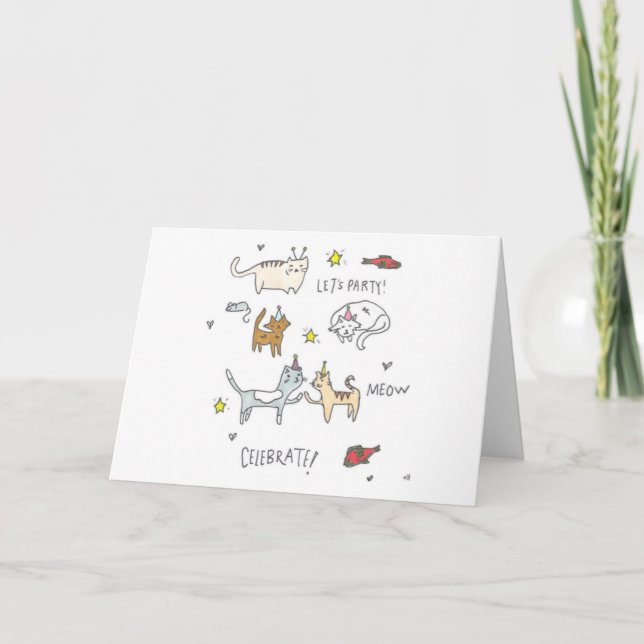 Celebrar las tarjetas de gatos (Anverso)