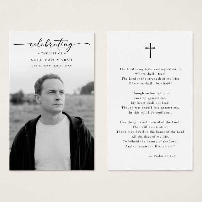Celebrating Life Elegant Photo Funeral Prayer Card (Anverso y reverso)