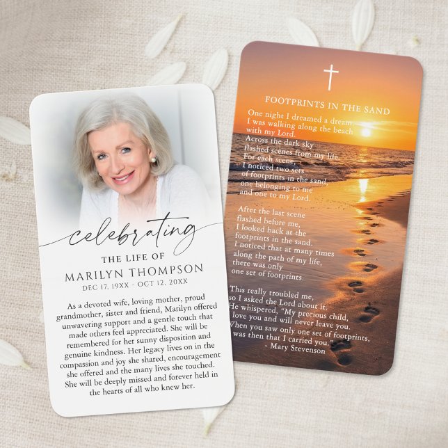 Celebrating the Life Footprints Prayer Cards (Subido por el creador)