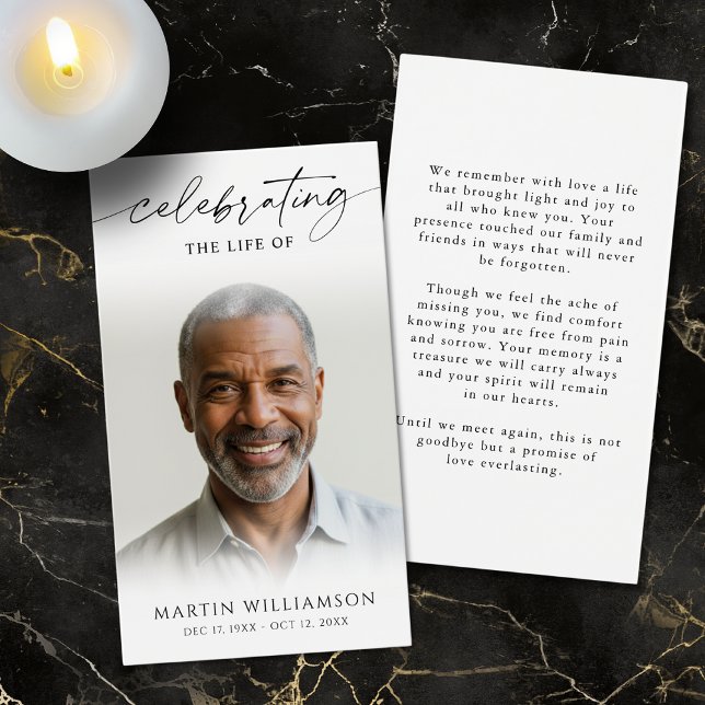 Celebrating the Life Photo Modern Prayer Card (Subido por el creador)