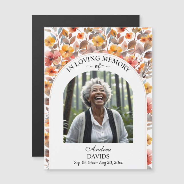 Celebration Of Life Floral Magnetic Keepsake (Anverso/Reverso)