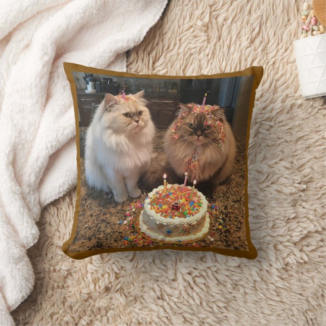 ¡Celebremos! Cojín decorativo de gatos de cumpleañ (Manta)