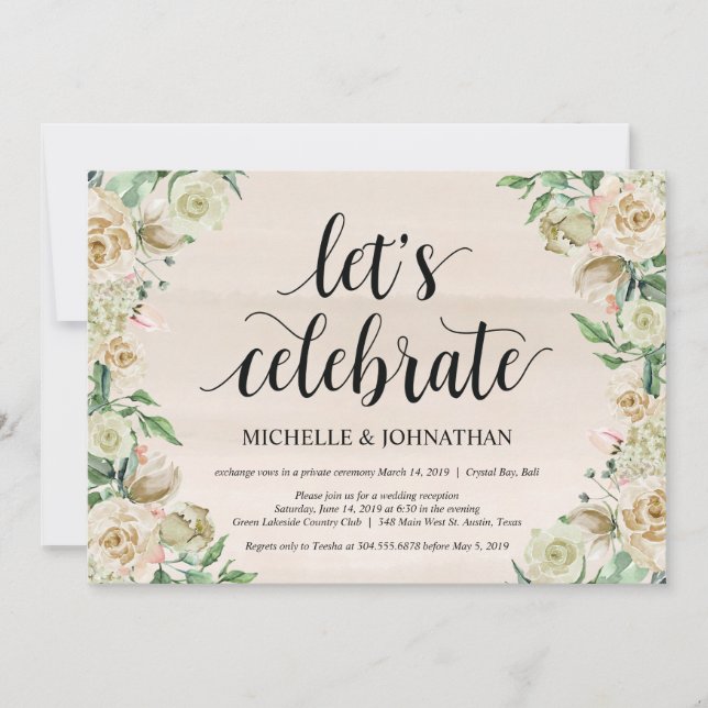 Celebremos, Invitación de Recepción de Elopamiento (Anverso)