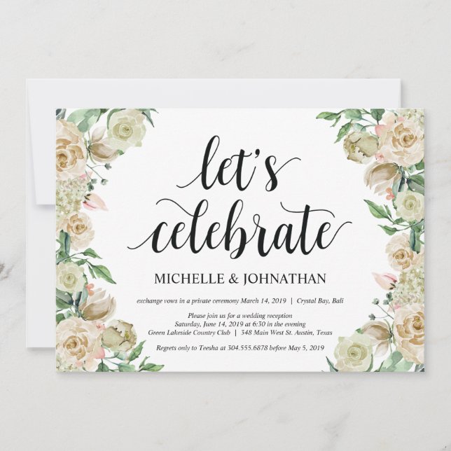 Celebremos, Invitación de Recepción de Elopement (Anverso)